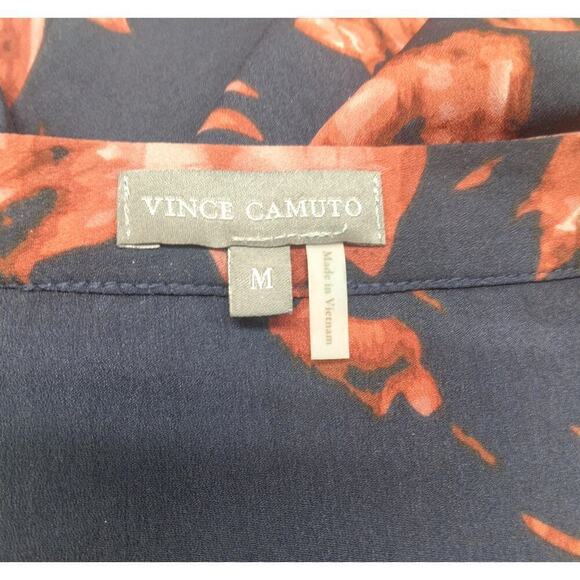 Vince Camuto Women's Blouse M Rich Sequia Blue Red Print NWT $89 Surplice LS - Picture 6 of 6